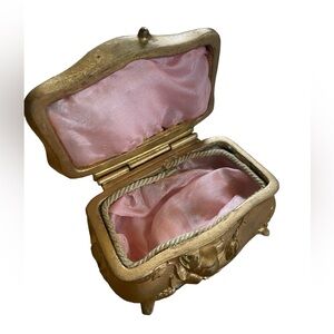 Antique jewelry casket, jewelry box. Wedding ring bearer box.